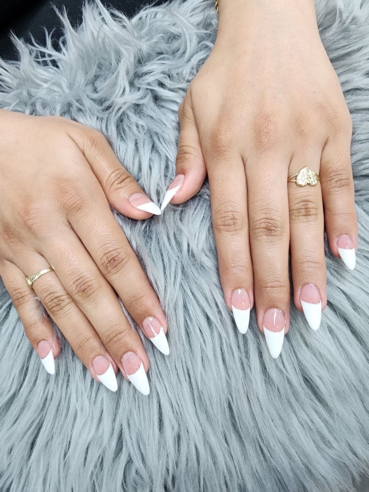 Classic white French tip almond nails