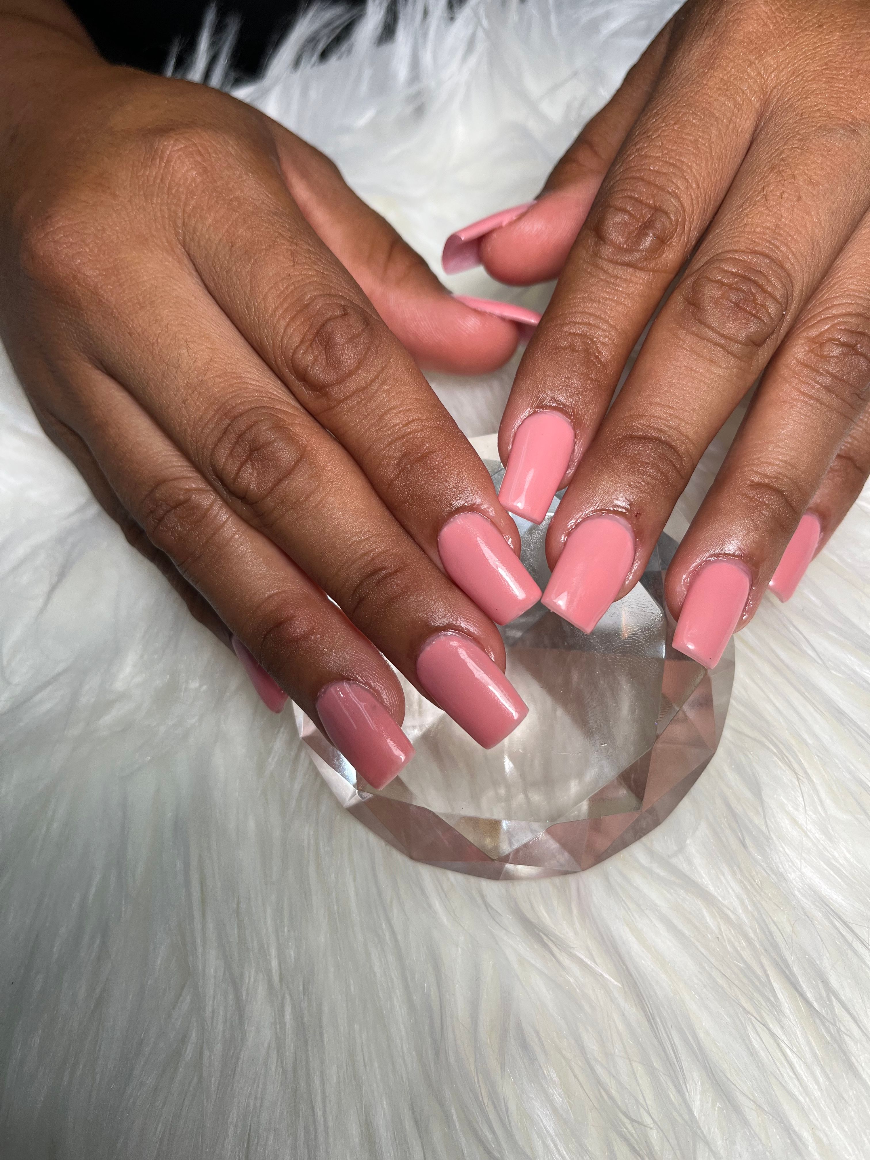 Dusty rose pink square nails