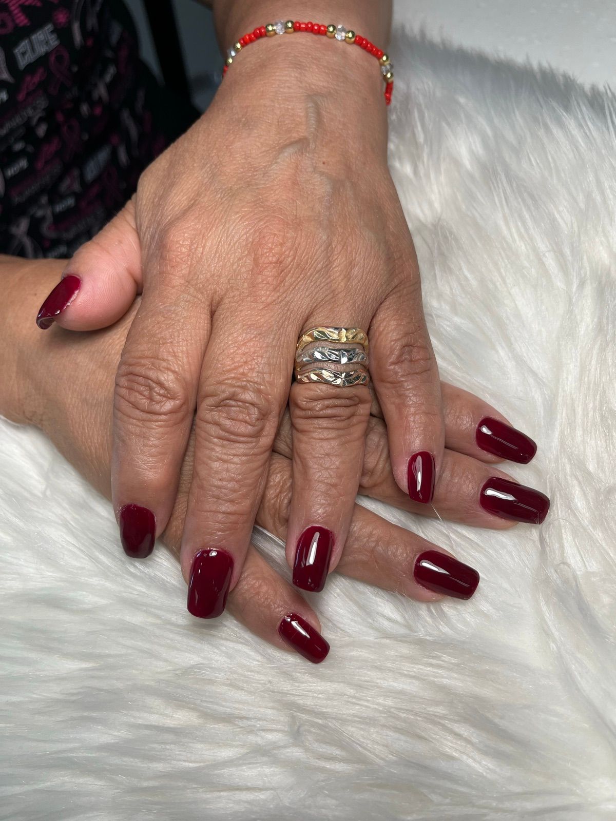 Short burgundy nails